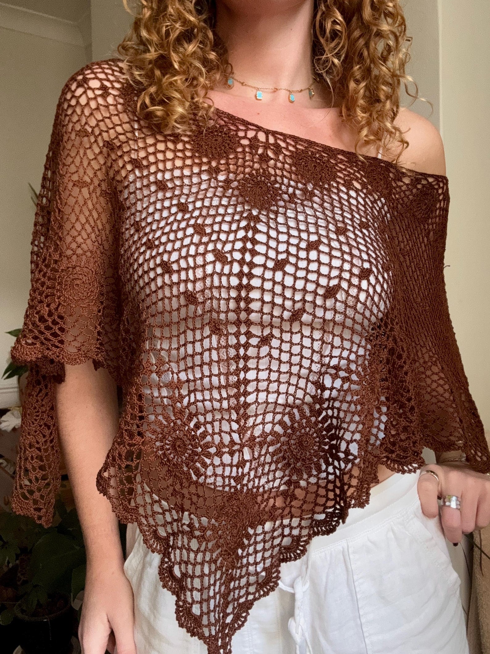 Clover Poncho crochet pattern - styled view